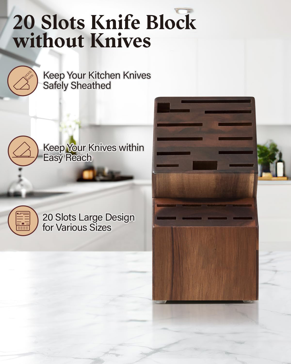 Wooden Butcher Block Knife Storage Rack
